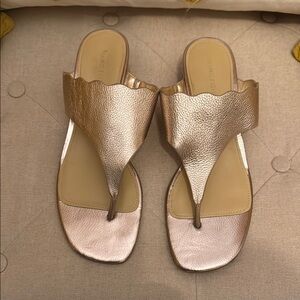 Marc Fisher Gold Sandals Minimalist Thong Design